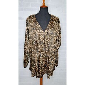 Lane Bryant Animal Print Leopard Faux Wrap Top Plus Size 24 ‎ NWT
